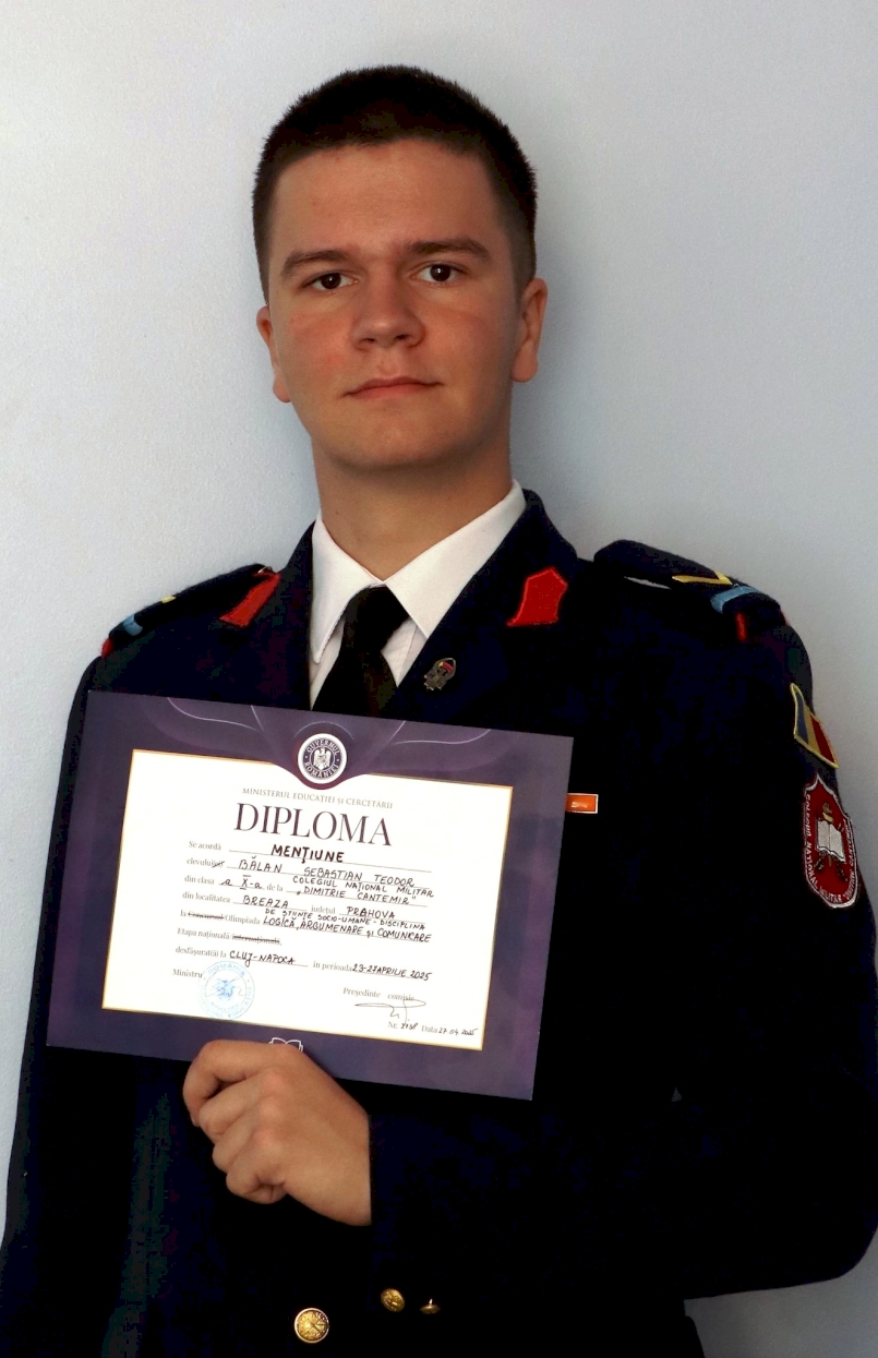 Elev fruntaș Sebastian Bălan, Mențiune la Logică
