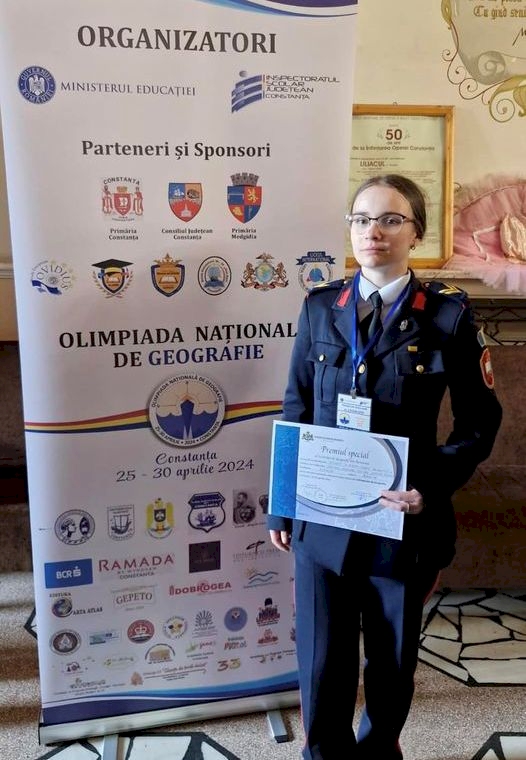 Eleva caporal Diana Nicolae a fost distinsă cu Premiul special la Olimpiada Națională de Geografie